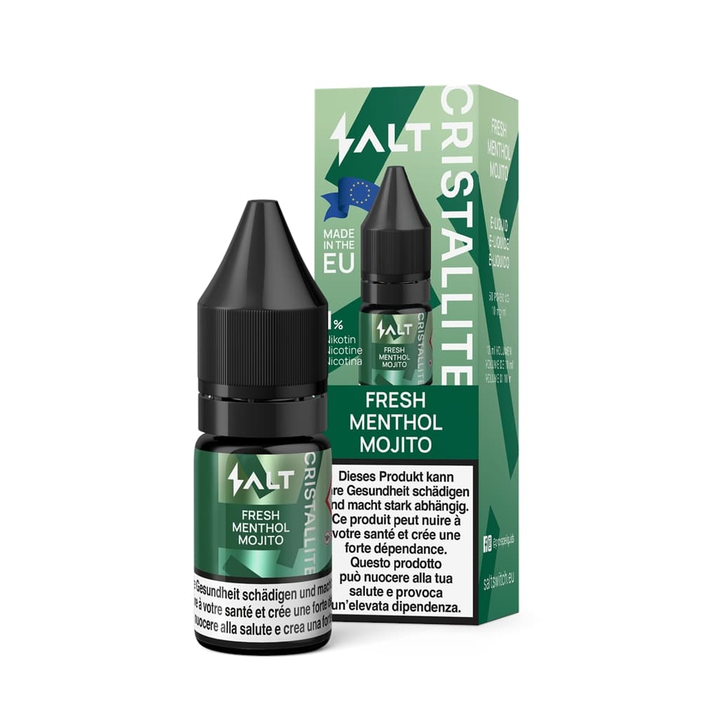 Salt Cristallite Liquid 10mg 10ml - Fresh Menthol Mojito E-Liquid – PouchVape.ch